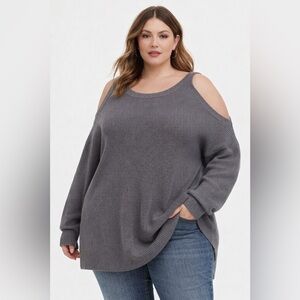 Torrid Women’s Off Shoulder Charcoal Crewneck Sweater